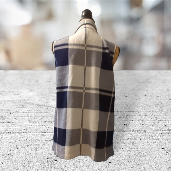 NWT chaps navy and white plaid vest jacket coat size L $30 OBO takes it - Picture 10 of 16